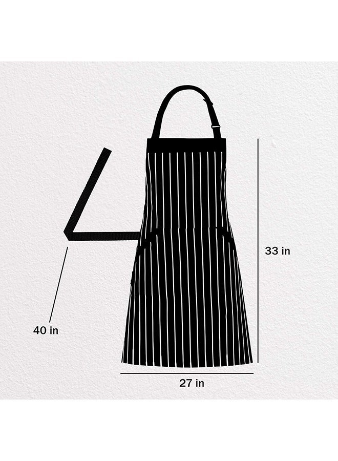 HOMWE Adjustable Bib Apron With Pocket Black 33 x 27inch - Image 2